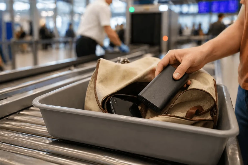 Powerbank i s&auml;kerhetskontrollen p&aring; flygplats