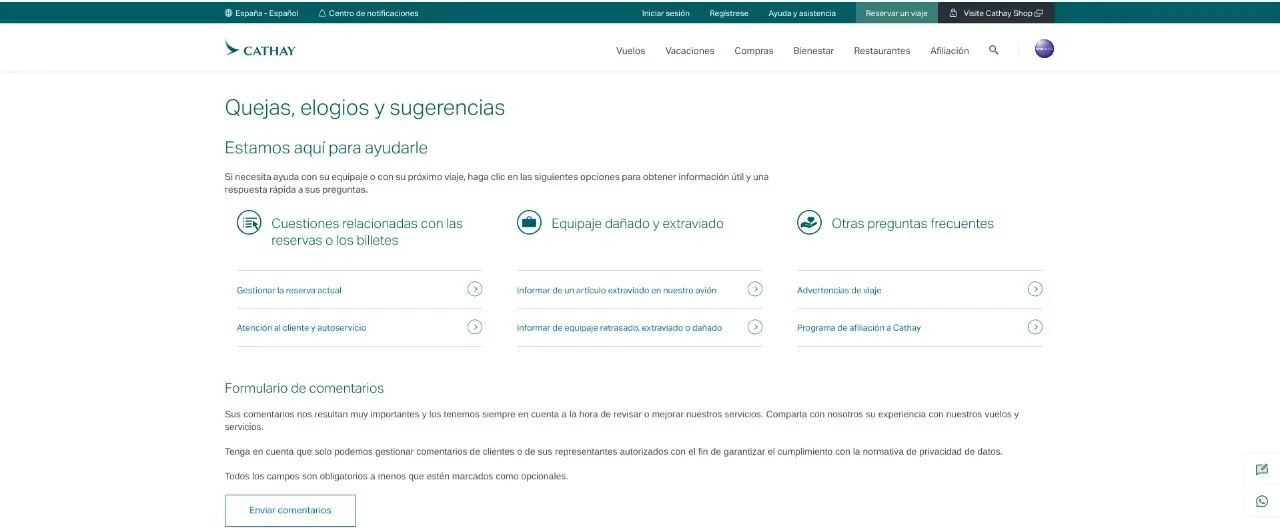 reclamaciones de cathay pacific