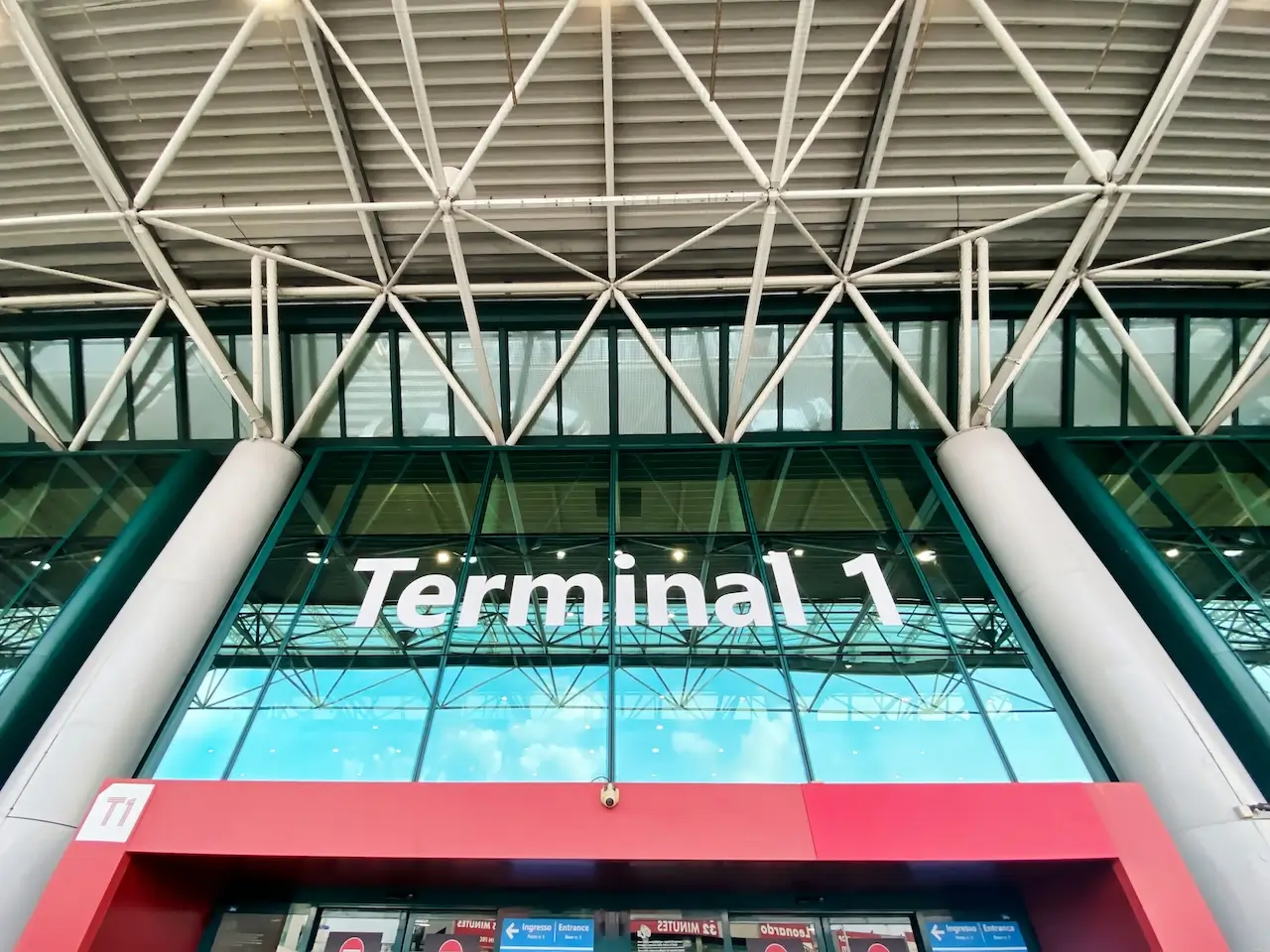 Rome, Italy, The Main Entrance To Terminal 1 For Departures At The Leonardo Da Vinci International Airport In Fiumicino