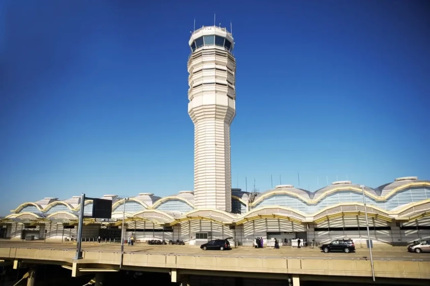 A busy concourse at DCA Airport in Arlington, Virginia
