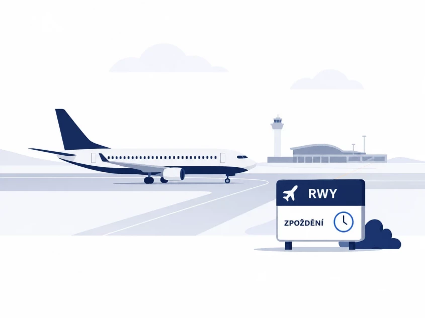 Letadlo Ryanair na dr&aacute;ze při zpožděn&iacute; letu