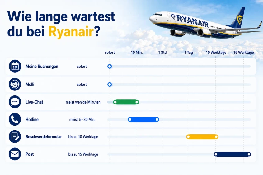 So lange musst du bei Ryanair warten