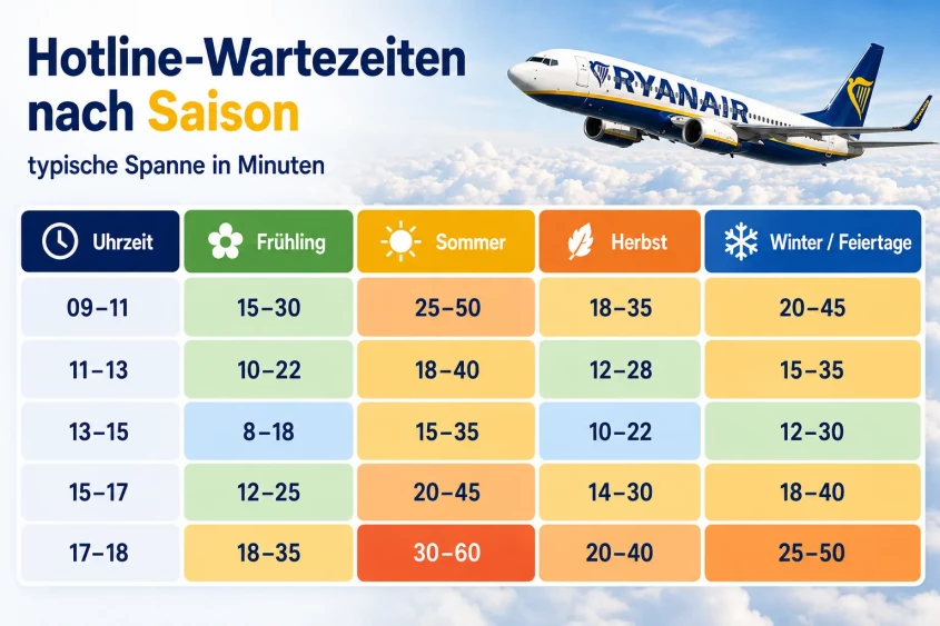 So lange wartest du je nach Kontaktm&ouml;glichkeit bei Ryanair