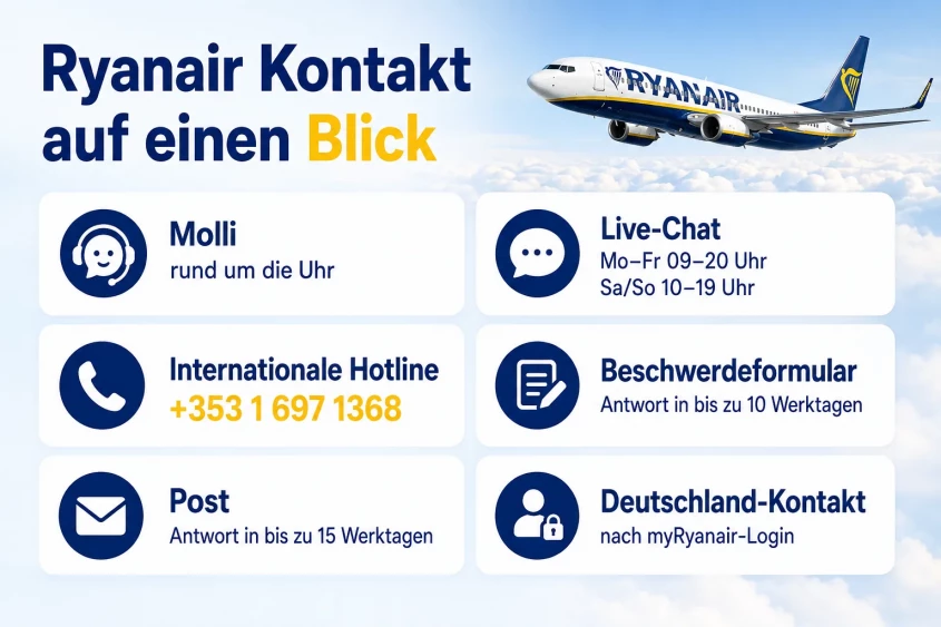 Alle Kontaktinfos von Ryanair