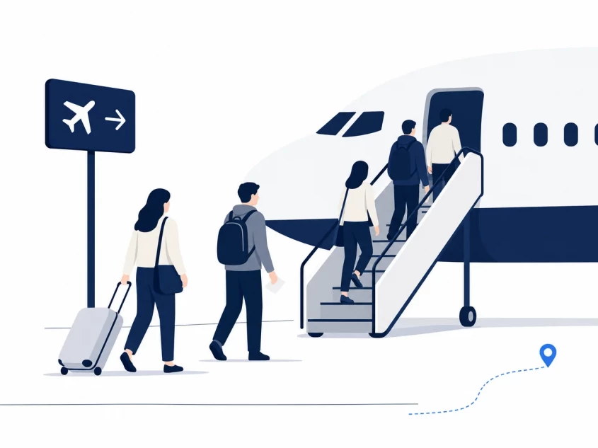 Cestuj&iacute;c&iacute; nastupuj&iacute; do letadla Ryanair