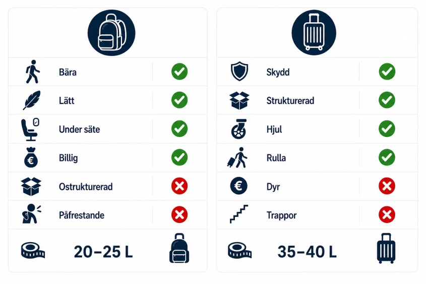 Ryggs&auml;ck eller kabinv&auml;ska som handbagage
