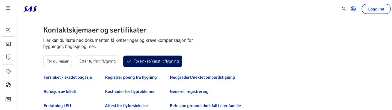 sas kontaktformularer
