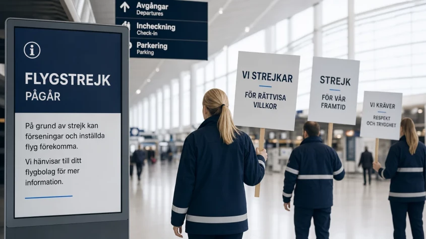 Strejk bland anst&auml;llda p&aring; en flygplats