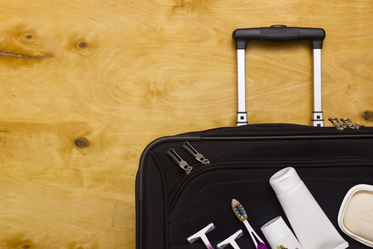 suitcase and toiletries