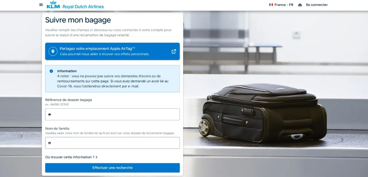 suivi de bagage KLM
