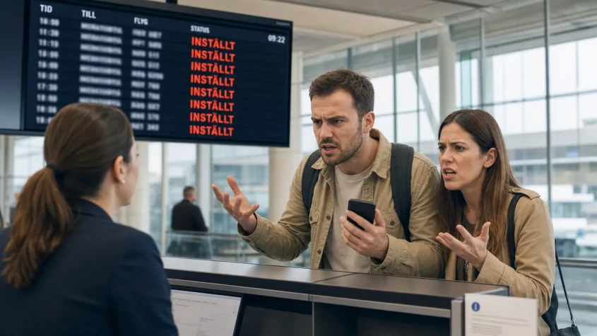 Arga Norwegian-resen&auml;rer v&auml;ntar p&aring; flygplatsen