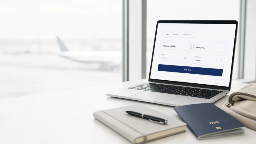 Person som bokar resa med Norwegian online