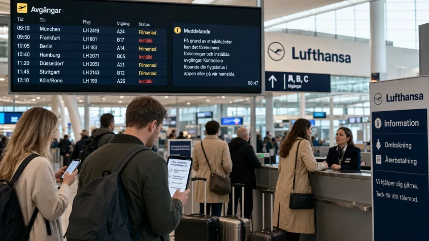 Lufthansa flygplan p&aring; startbana