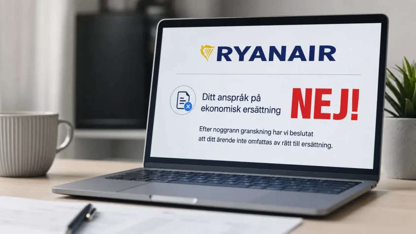 Ryanair nekar ers&auml;ttningsanspr&aring;k fr&aring;n resen&auml;r