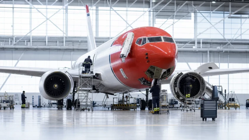 Underh&aring;ll av Norwegian flygplan p&aring; marken