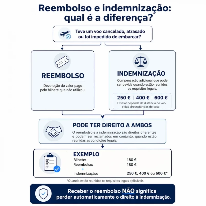 infogr&aacute;fico: diferen&ccedil;a entre reembolso e indemniza&ccedil;&atilde;o TAP, pode ter direito a ambos