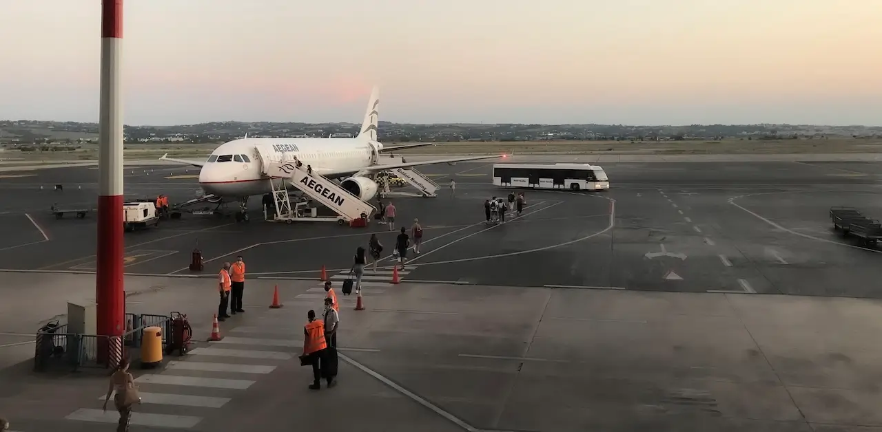 Passengers boarding a flight from Thessaloniki to Athens