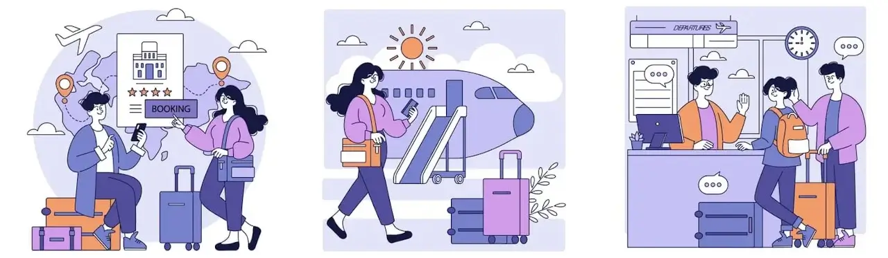 les voyageurs qui r&eacute;servent leurs vols et s'enregistrent &agrave; l'a&eacute;roport