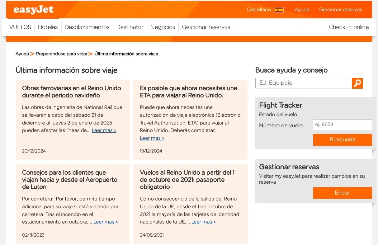 última información sobre viajes