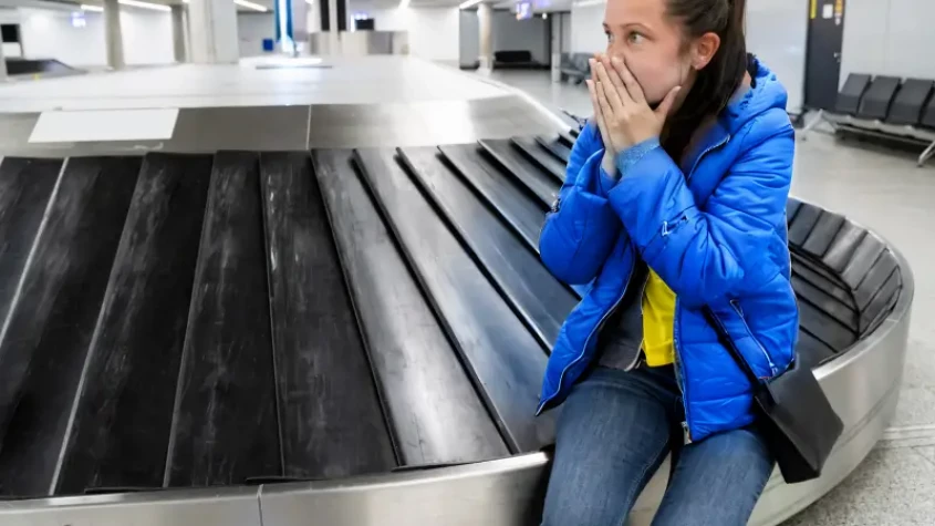 woman at baggage claim