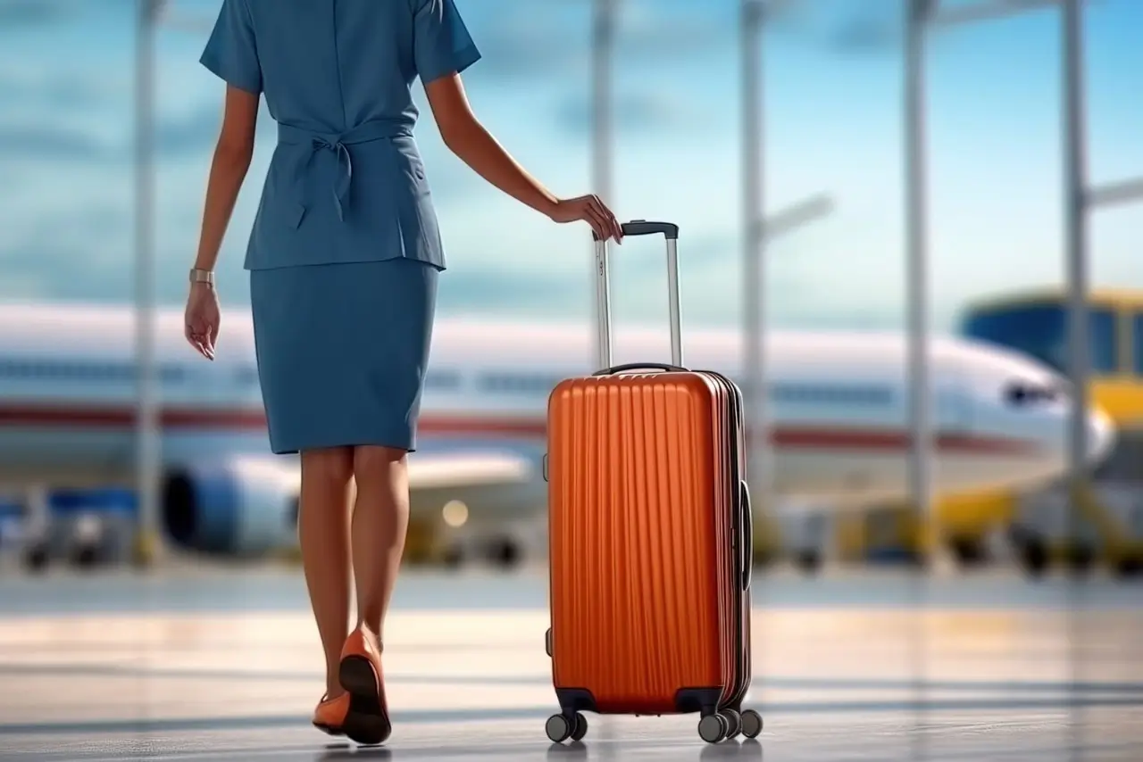 mujer con una maleta en el aeropuerto