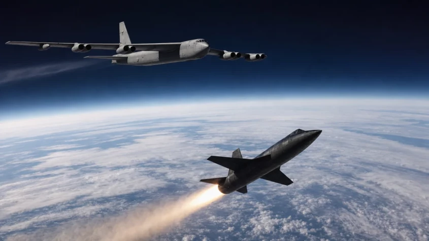 North American X-15 sl&auml;pps fr&aring;n ett B-52-flygplan