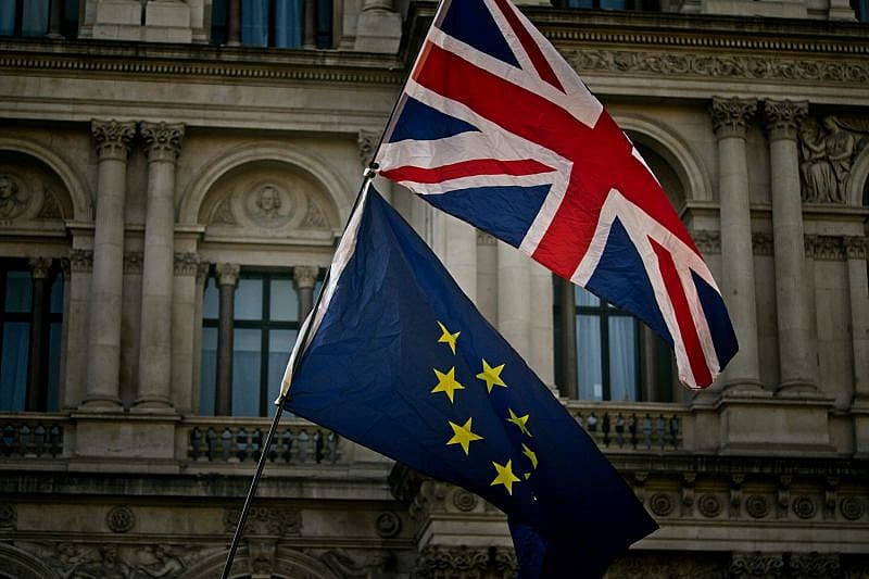 Bandiera del Regno Unito e Unione Europea