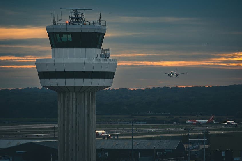 Air traffic control tower at Gatwick Airport