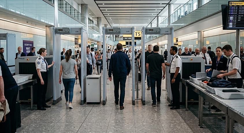 Security checkpoint at Heathrow Airport