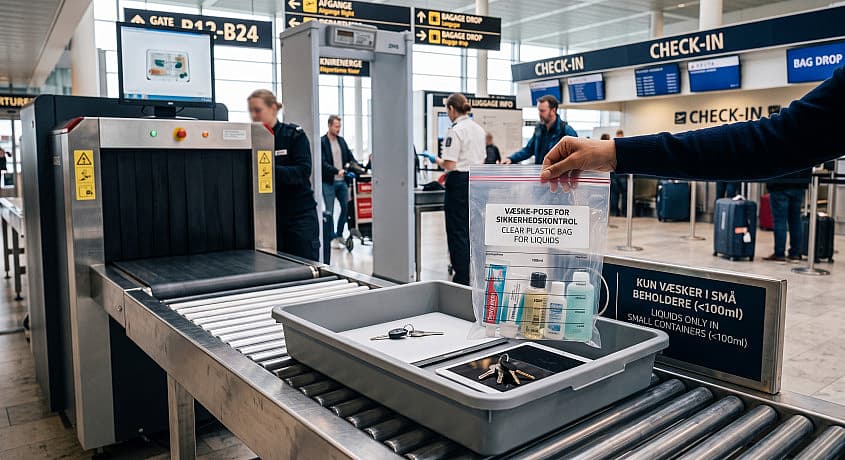 V&aelig;skepose ved sikkerhedskontrollen
