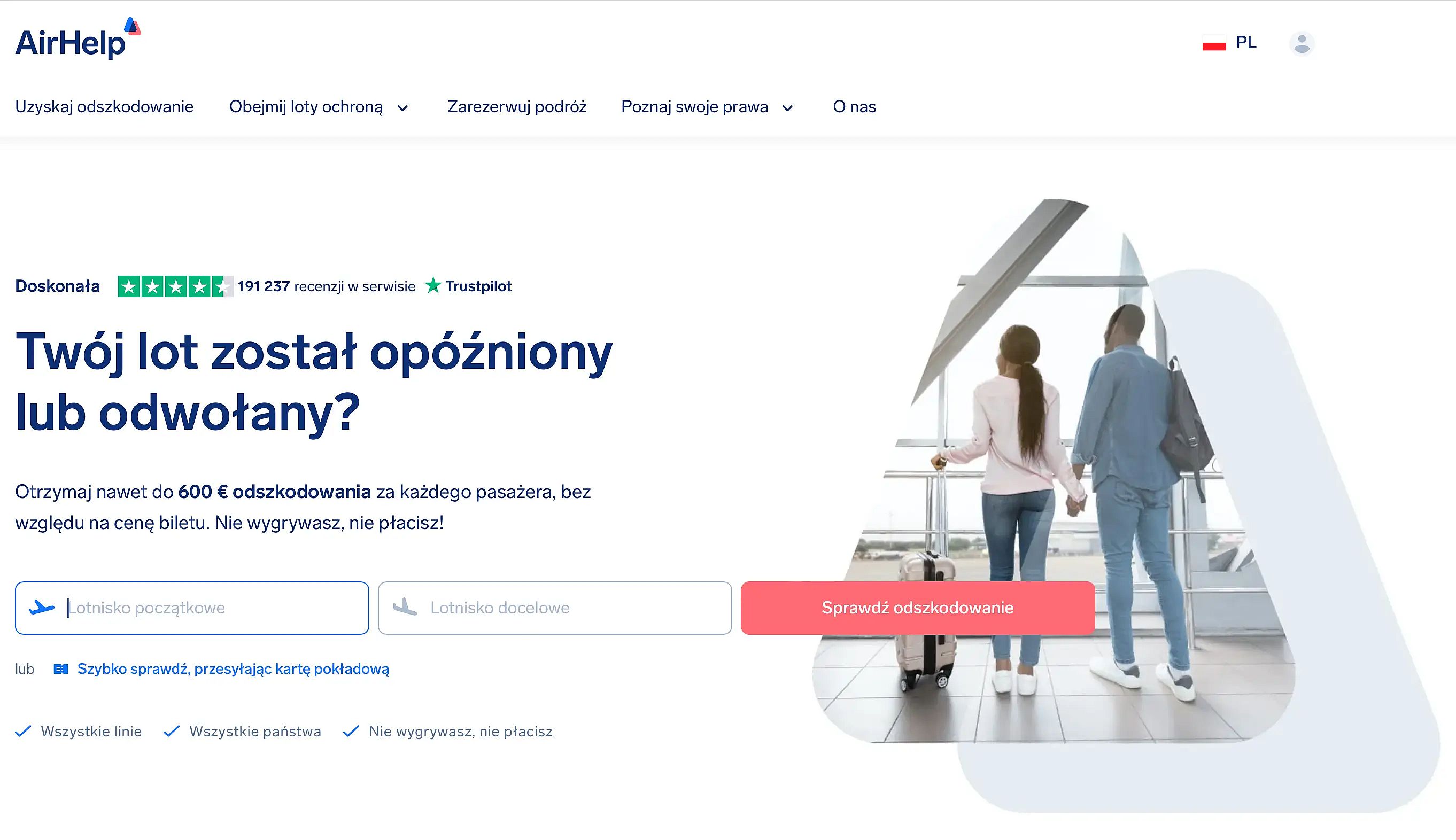 AirHelp &mdash; silny konkurent, droższy, z niższym wskaźnikiem sukcesu