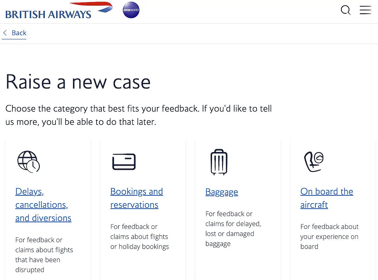 British Airways Contact Forms