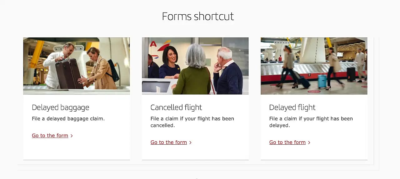 Iberia official complaints forms screenshot