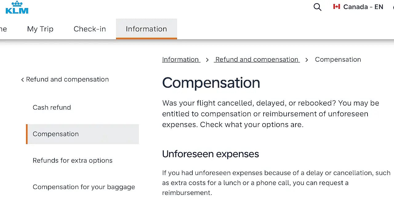 KLM Compensation Form