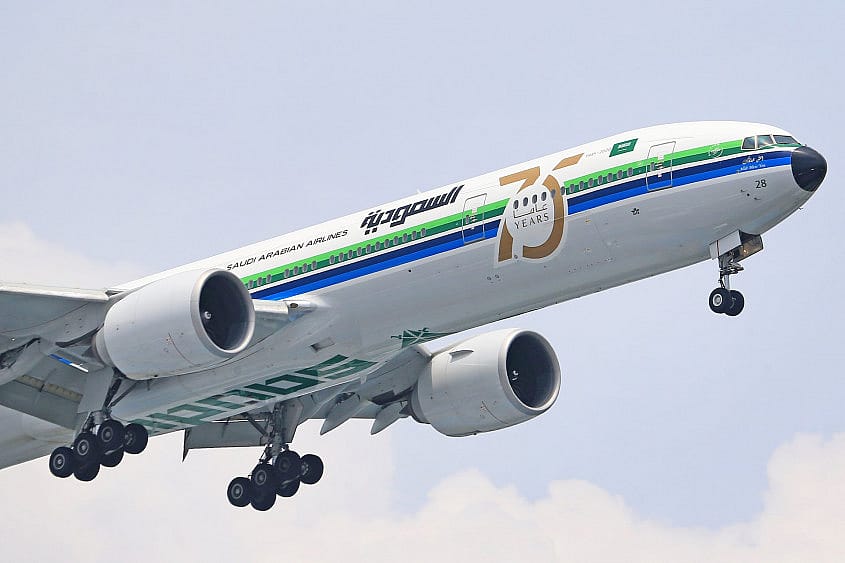 Saudia plane in the air