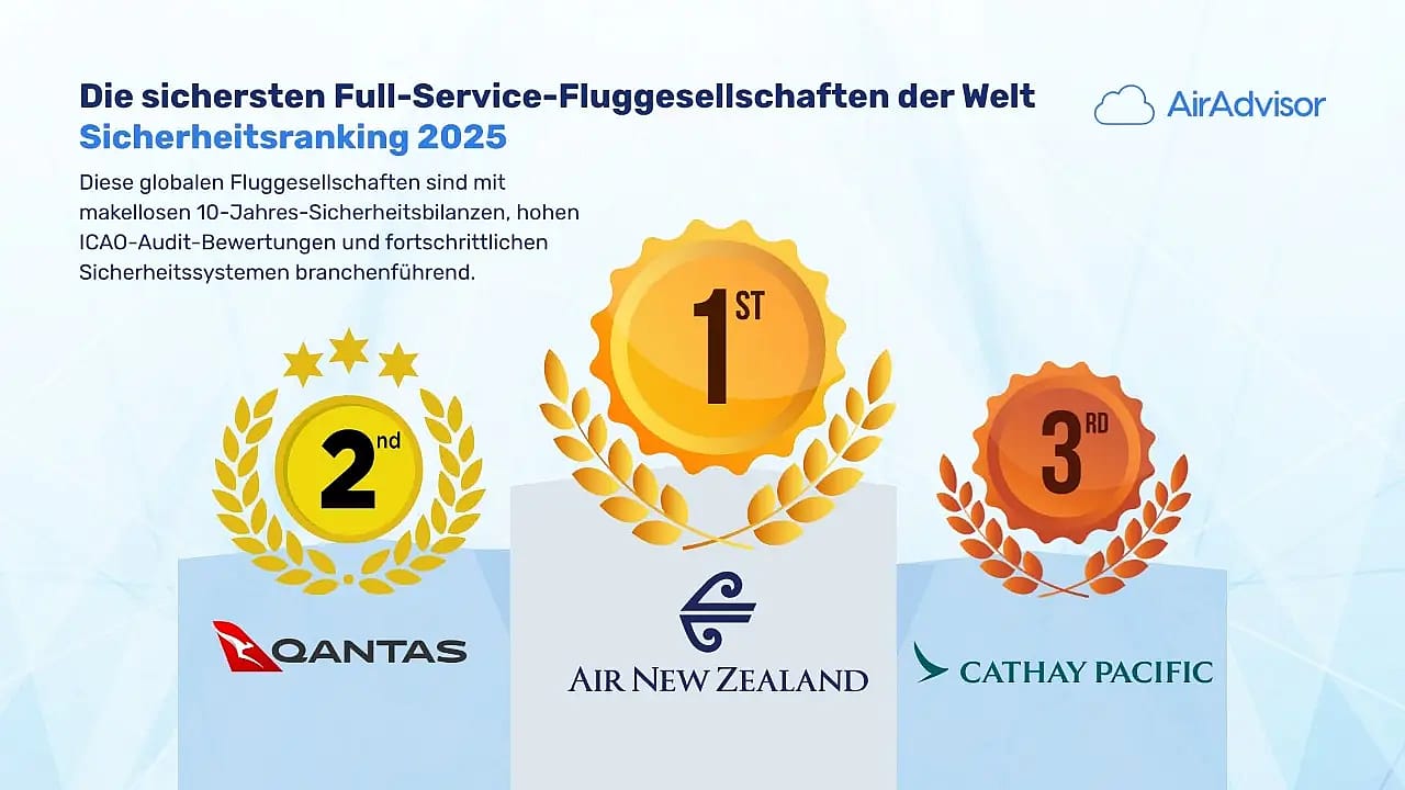 Sicherste Full-Service-Fluggesellschaften 2025