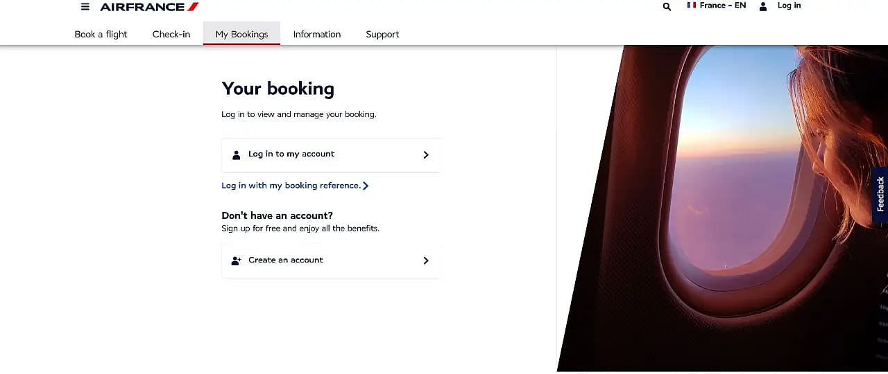 Using the Air France website to manage your trip