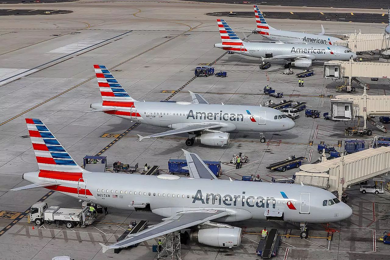 American Airlines airplanes at the airport