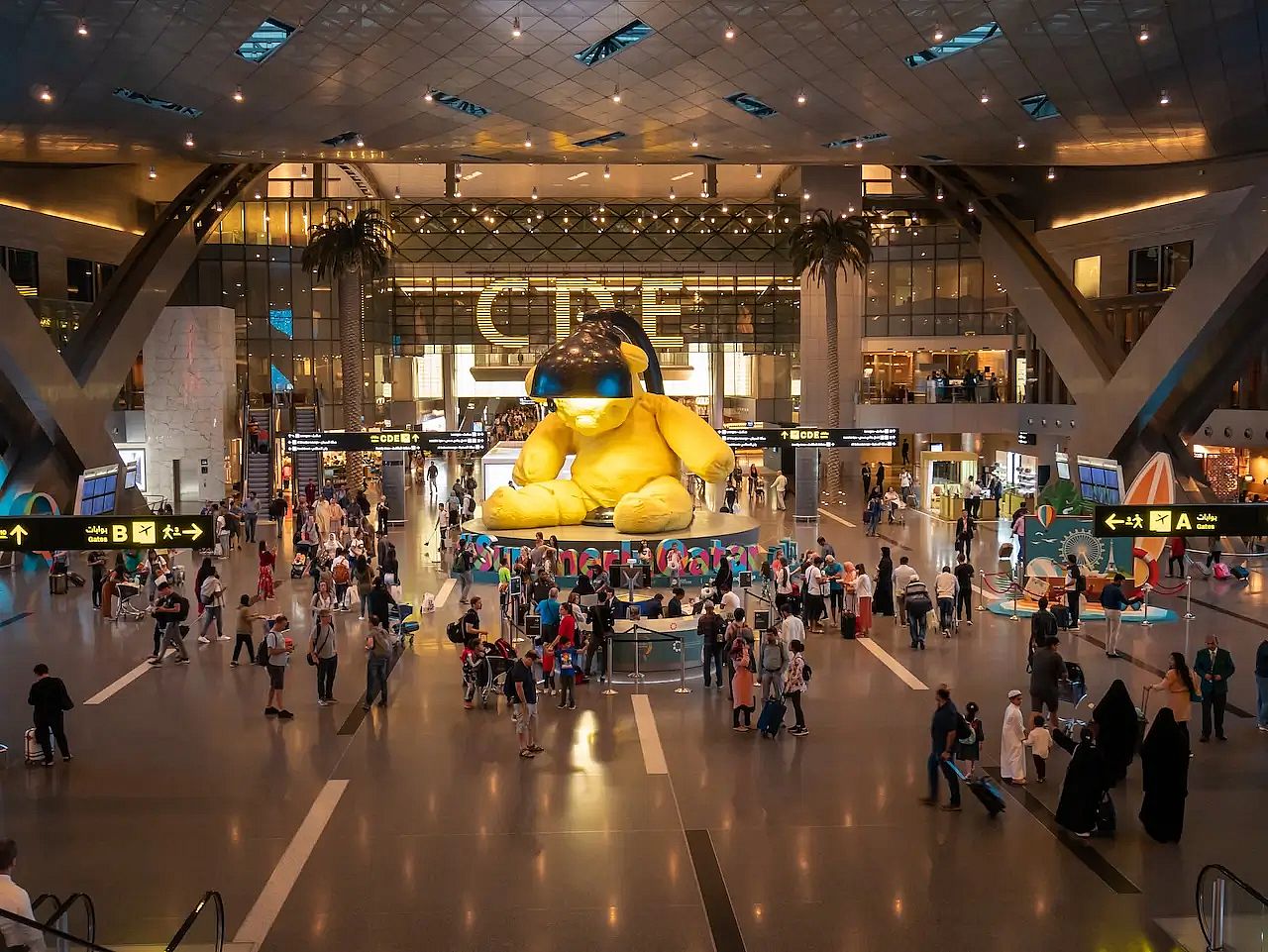 Lamp bear at Hamad International Airport