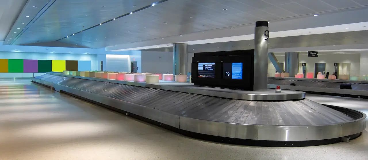 Empty baggage claim carousel at Houston airport