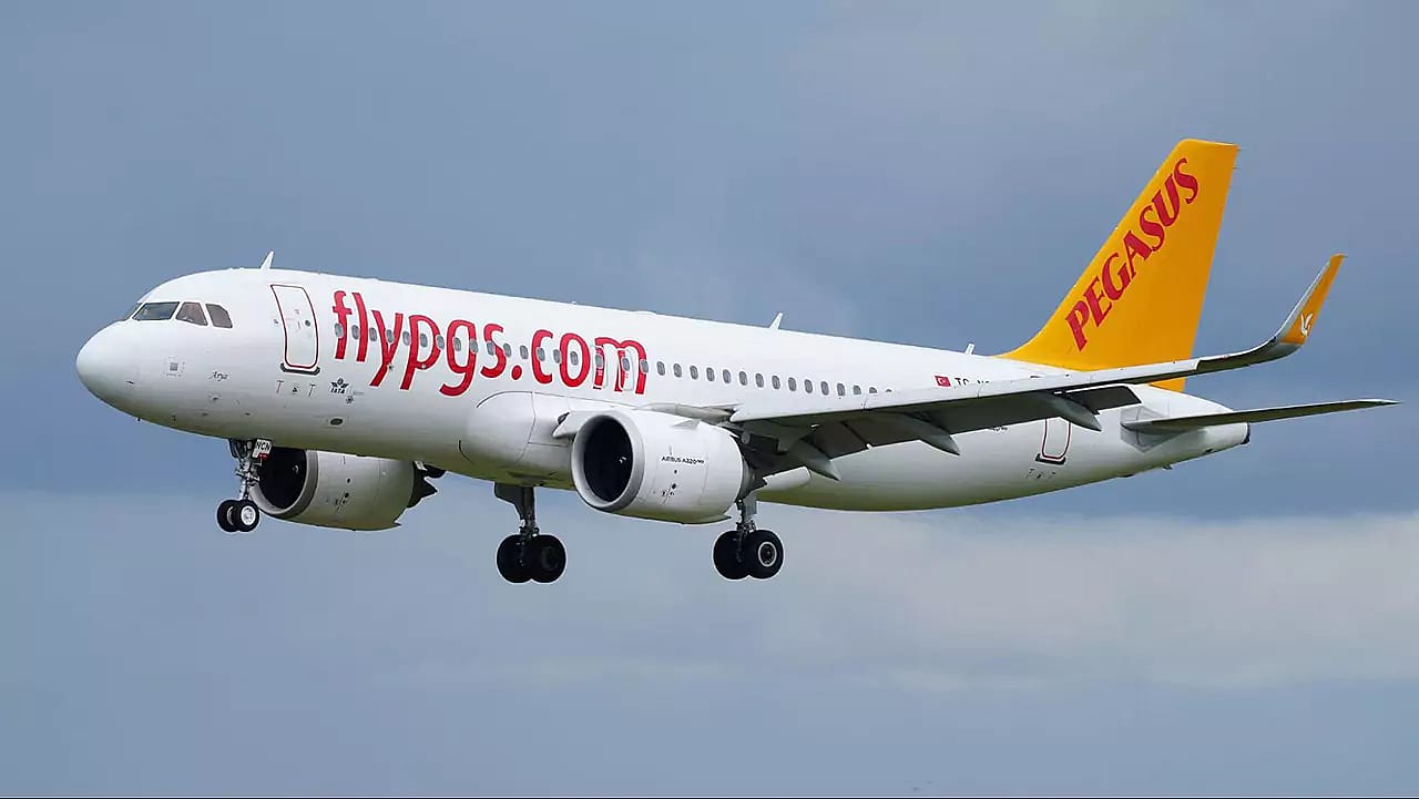 Pegasus Airlines plane in the air