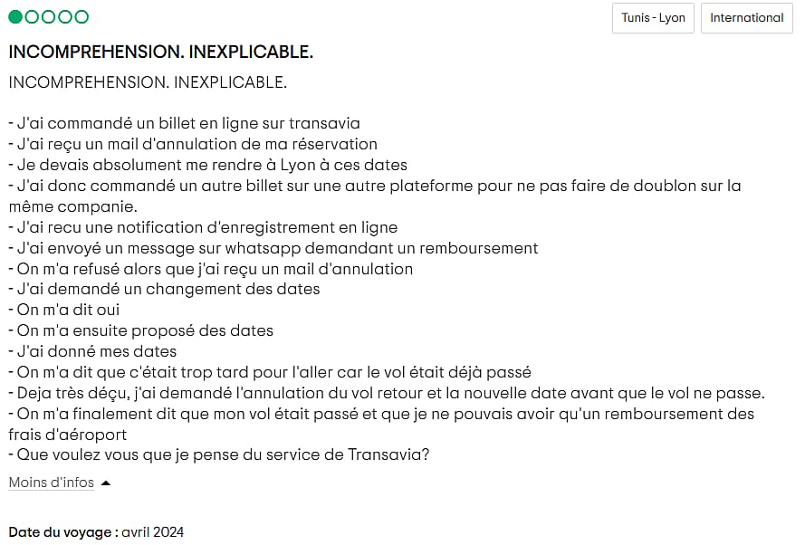 Voici par exemple l&rsquo;exp&eacute;rience malheureuse d&rsquo;un passager suite &agrave; un vol Tunis-Lyon annul&eacute;