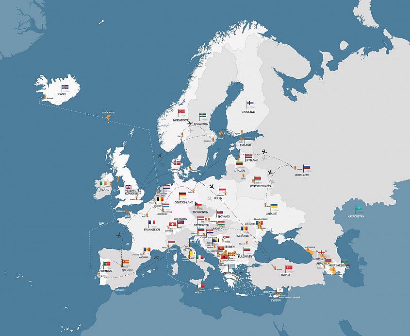 Genrebild &ouml;ver flygrutter inom den Europeiska Unionen