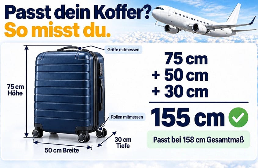 So misst du den Koffer