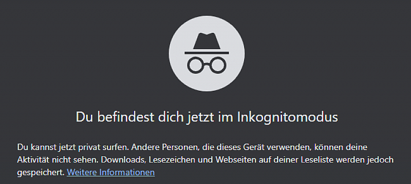 Inkognito Modus einschalten