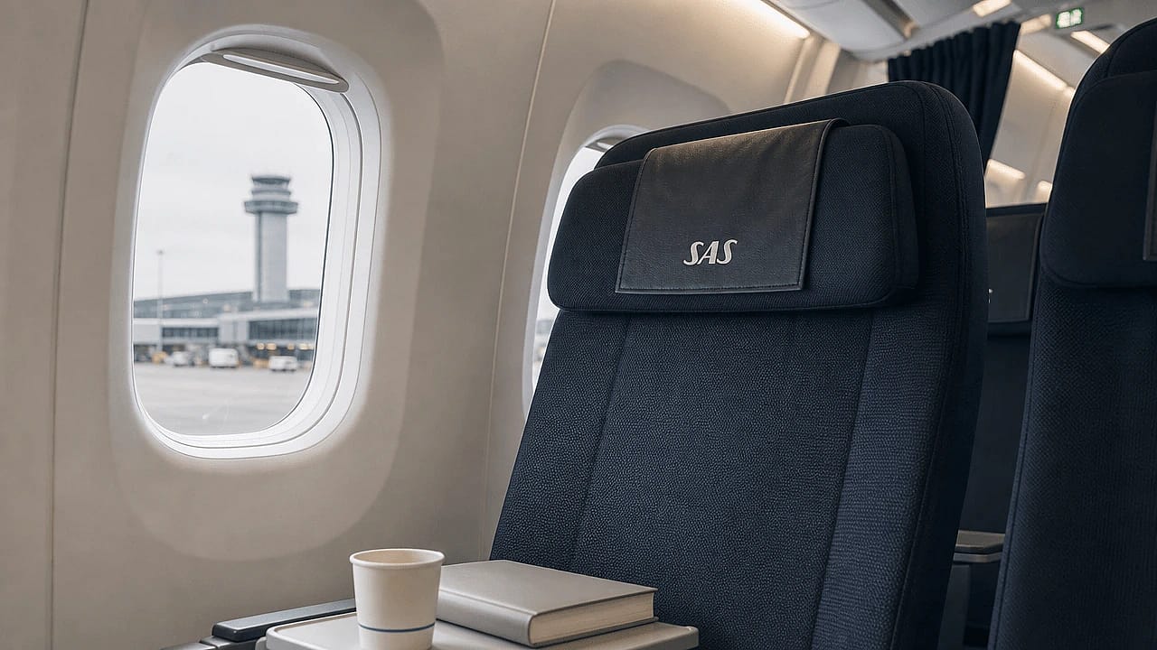 SAS-flygplan vid f&ouml;rsenad avg&aring;ng