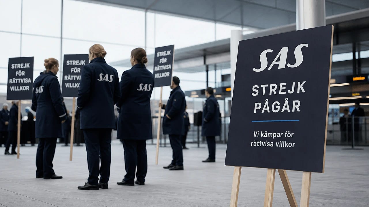 Resen&auml;rer hanterar SAS-flygf&ouml;rsening p&aring; flygplats