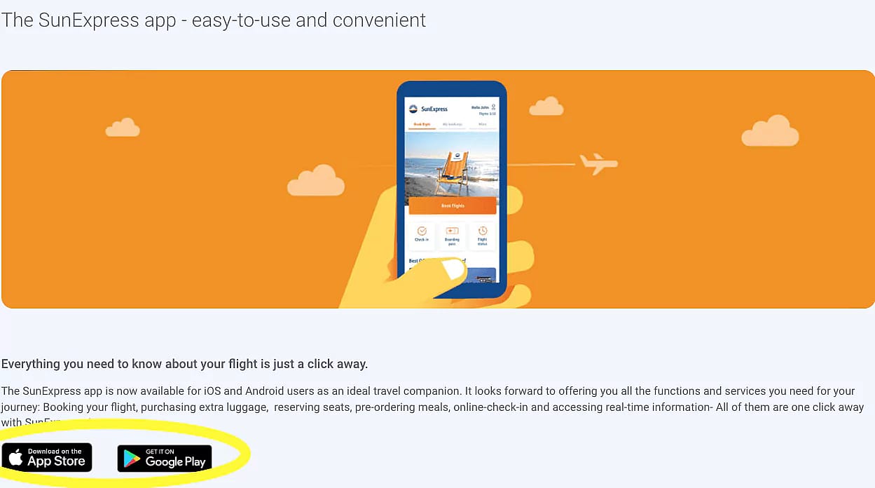 SunExpress app check-in