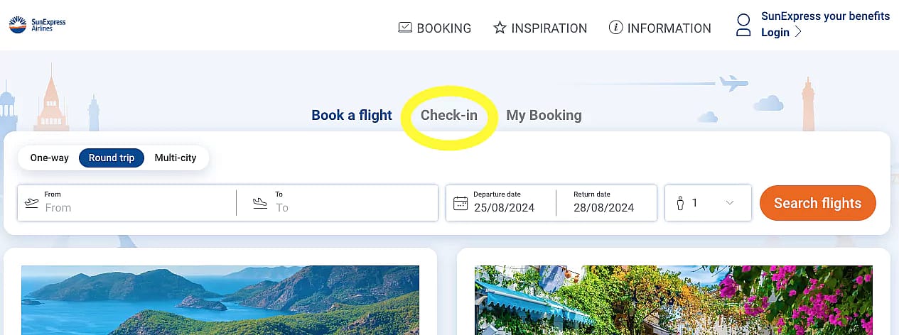 SunExpress online check-in