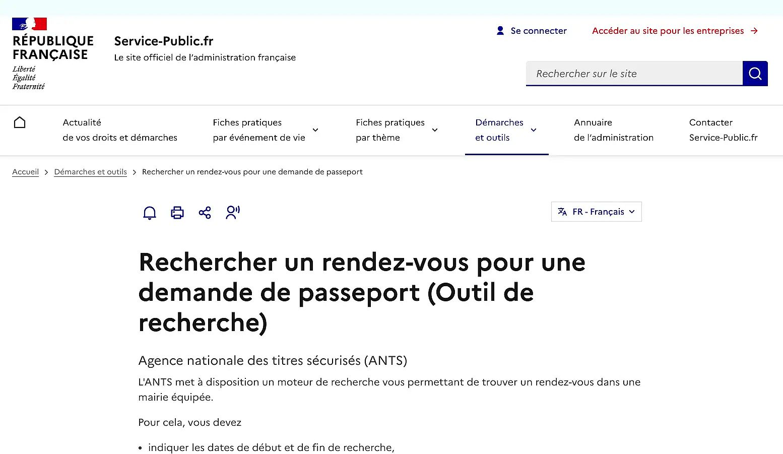 trouver un rdv pour le renouvellement d'un passeport